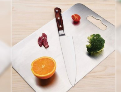 S.S. Chopping Board Stainless Steel - Rustproof Hygiene Cutting Board with Juice Groove Non-Slip Feet, Dishwasher Safe Kitchen Prep Tool for Meat Veggies Fruits, Durable B2B UAE Commercial Grade 